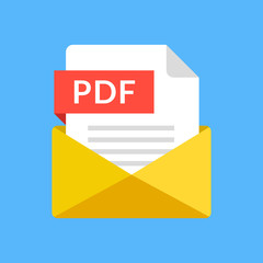 Aufkleber - Envelope with PDF file. PDF document email attachment. Modern flat icon. Vector illustration