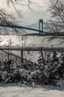 Verrazzano-Narrows bridge in winter with snow