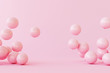 Balloons on pastel pink background. 3d rendering