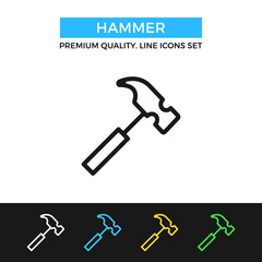Fototapete - Vector hammer icon. Premium quality graphic design. Modern signs, outline symbols collection, simple thin line icons set