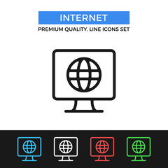 Poster - Vector internet icon. Globe on computer screen. Premium quality graphic design. Modern signs, outline symbols collection, simple thin line icons set