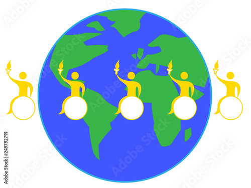 スポーツの国際的な大会をイメージしたイラスト 世界中を聖火リレーしている Comprar Este Vector De Stock Y Explorar Vectores Similares En Adobe Stock Adobe Stock