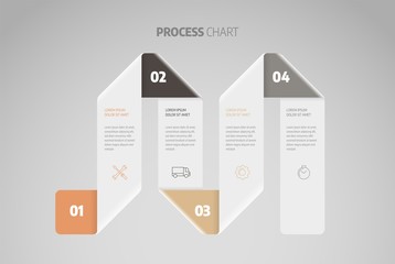 Poster - process chart. business data element of chart, graph, diagram with 4 steps, options, parts, processe