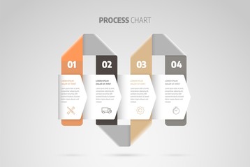 Poster - process chart. business data element of chart, graph, diagram with 4 steps, options, parts, processe