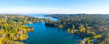Bainbridge Island Panoramic Aerial Birds Eye View Winslow Seattle Mount Rainier Eagle Harbor