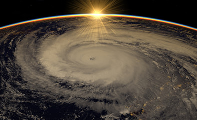Wall Mural - hurricane visible above the earth, satellite view. elements of this image furnished by nasa.