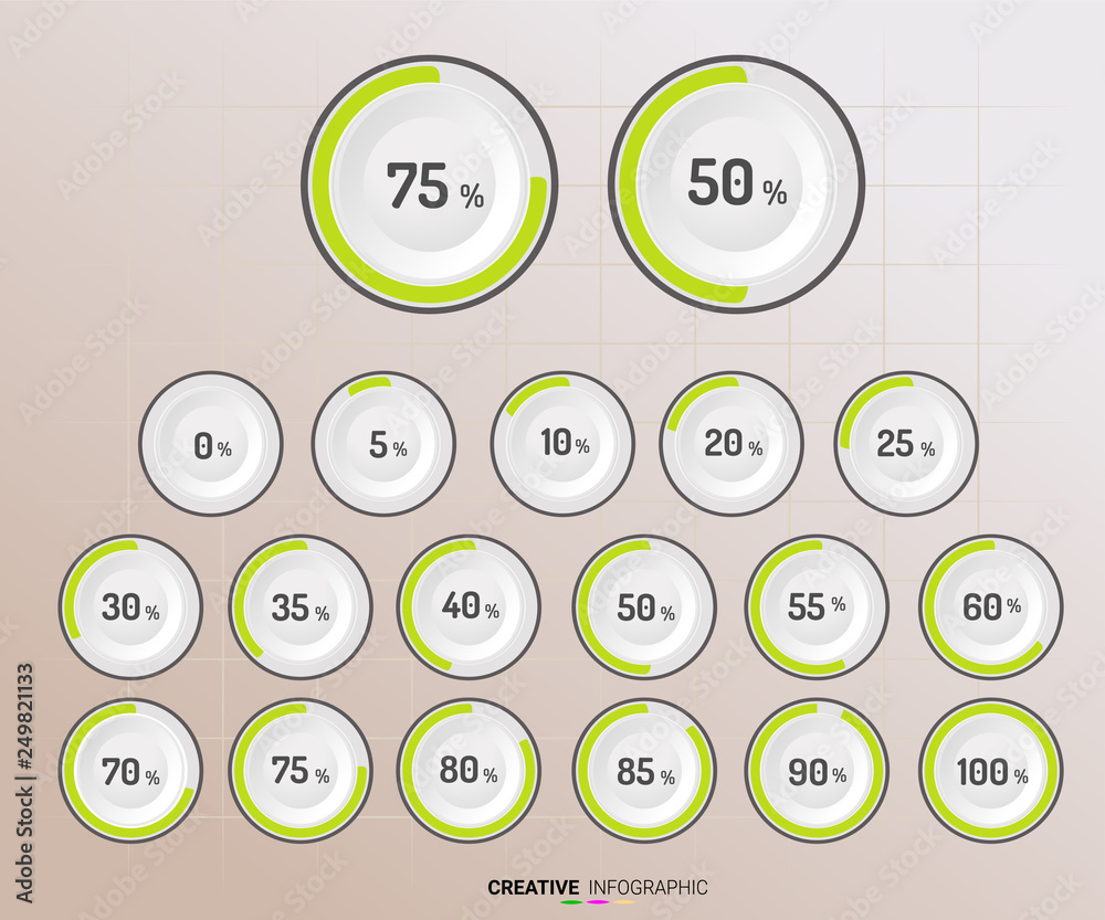 Set of circle percentage diagrams from 0 to 100 ready-to-use for web ...