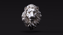 Silver Adult Male Lion With Neutral White Lighting Front 3d Illustration 3d Render