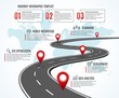 Business road map. Strategy timeline with milestones, way to success. Workflow, planning route vector infographic