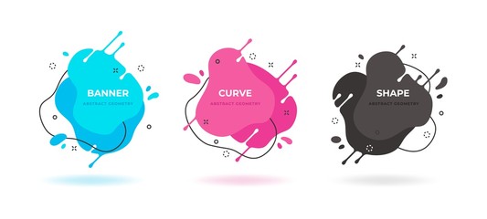 Aufkleber - Memphis banner shape. Abstract graphic element, modern fluid design design, minimal liquid geometric template. Vector color banner set