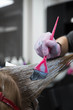 © strigana - Professional hairdresser putting color mask dyeing hair of woman in beauty salon