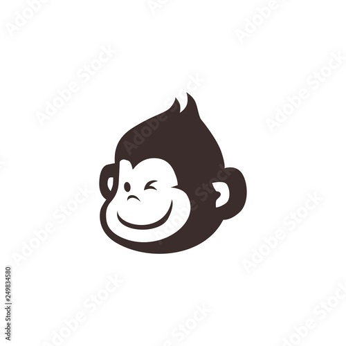 Cuadros en Lienzo little monkey chimp logo vector icon illustration