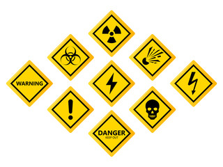 Set Hazard warning attention sign Vector