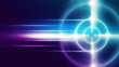 Futuristic abstract background with neon target, laser beams and a searchlight.