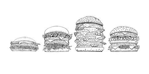 Sticker - Fast food collection fresh burgers set