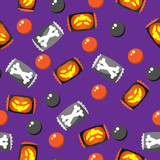 Fototapeta Kosmos - Halloween Candy Seamless Pattern.