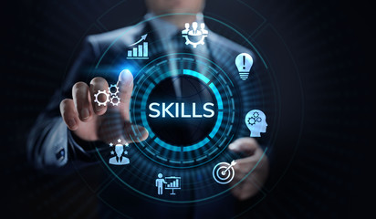 Skills Education Learning Personal development Competency Business concept.