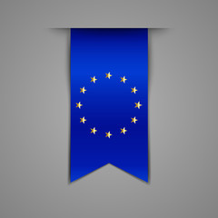 Wall Mural - decorative ribbon bookmark. flag of the european union. isolated on gray background. vector illustra
