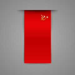 Wall Mural - decorative ribbon bookmark. ussr flag. isolated on gray background. vector illustration.