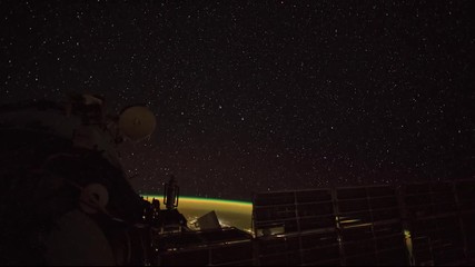 Wall Mural - Earth as seen through window of International Space Station ISS . Elements of this image furnished by NASA.
