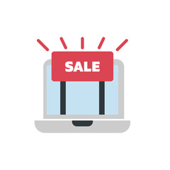 Poster - offer sale in pc icon symbol in flat style