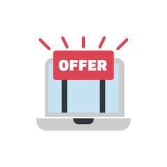 Poster - offer sale in pc icon symbol in flat style
