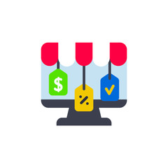 Poster - online store icon symbol in flat style