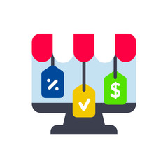 Poster - online store  icon symbol in flat style