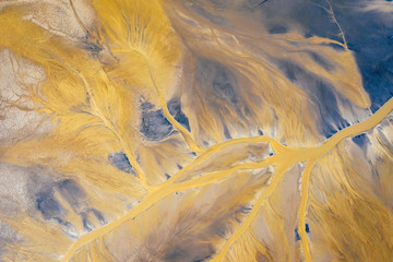 aerial view of surrealistic industrial place. human impact on the environment. view from above. phot