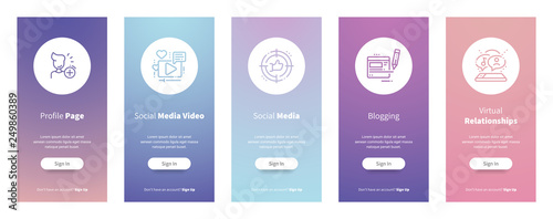 Fotomural Profile page, Social media video, Social media, Blogging, Virtual relationships Vertical Cards with strong metaphors