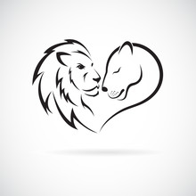 Male Lion And Female Lion Design On White Background. Wild Animals. Lion Logo Or Icon. Easy Editable Layered Vector Illustration.
