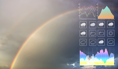 Wall Mural - weather forecast symbol data presentation with graph and chart on dramatic atmosphere summer season 
