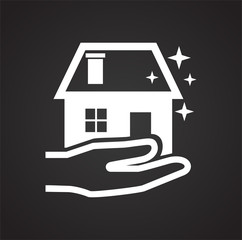 Poster - Cleaning house icon on black background for graphic and web design, Modern simple vector sign. Internet concept. Trendy symbol for website design web button or mobile app