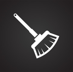 Poster - Cleaning broom icon on black background for graphic and web design, Modern simple vector sign. Internet concept. Trendy symbol for website design web button or mobile app