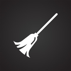 Poster - Cleaning broom icon on black background for graphic and web design, Modern simple vector sign. Internet concept. Trendy symbol for website design web button or mobile app