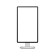 Realistic vertical TV monitor mockup with white screen. Vector.