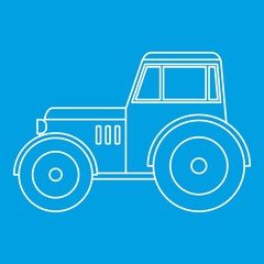 Poster - Tractor icon blue outline style isolated vector illustration. Thin line sign