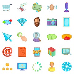 Poster - IT support icons set. Cartoon set of 25 it support vector icons for web isolated on white background