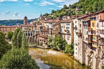 View of the French village of Pont-en-Royans, Isère, France