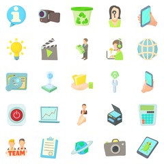 Poster - Geek icons set. Cartoon set of 25 geek vector icons for web isolated on white background