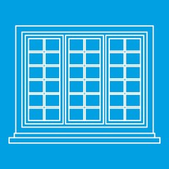 Poster - wooden tricuspid window icon blue outline style isolated vector illustration. thin line sign