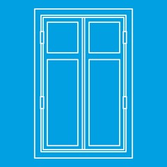 Poster - wooden window icon blue outline style isolated vector illustration. thin line sign