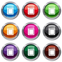 Poster - Thick book set icon isolated on white. 9 icon collection vector illustration