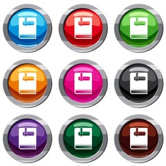 Poster - Thick book with bookmark set icon isolated on white. 9 icon collection vector illustration