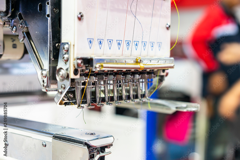 Needle and thread of modern and automatic high technology sewing or ...