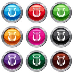 Poster - Harp set icon isolated on white. 9 icon collection vector illustration
