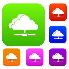 Poster - Cloud computing connection set icon in different colors isolated vector illustration. Premium collection