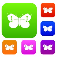 Sticker - Butterfly set icon in different colors isolated vector illustration. Premium collection