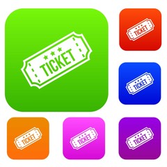 Wall Mural - Movie ticket set icon in different colors isolated vector illustration. Premium collection