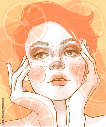 Vector Of A Fashion Girl Holding Her Face With Her Hands She Has Red Orange Hair Buy This Stock Vector And Explore Similar Vectors At Adobe Stock Adobe Stock